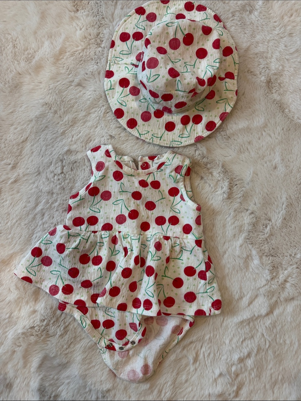 Cherry Print Baby Romper Set